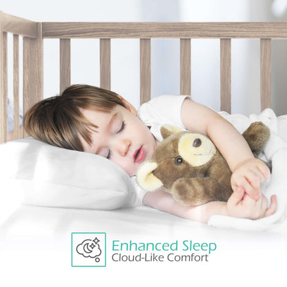 Nestl Almohada para Niño Pequeño - Paquete de 2 Almohadas para Bebé - Almohada de Algodón para Dormir - Almohada de Viaje Suave - Almohada de Cama Perfecta para Niño - 13 x 18 Inches, Blanca