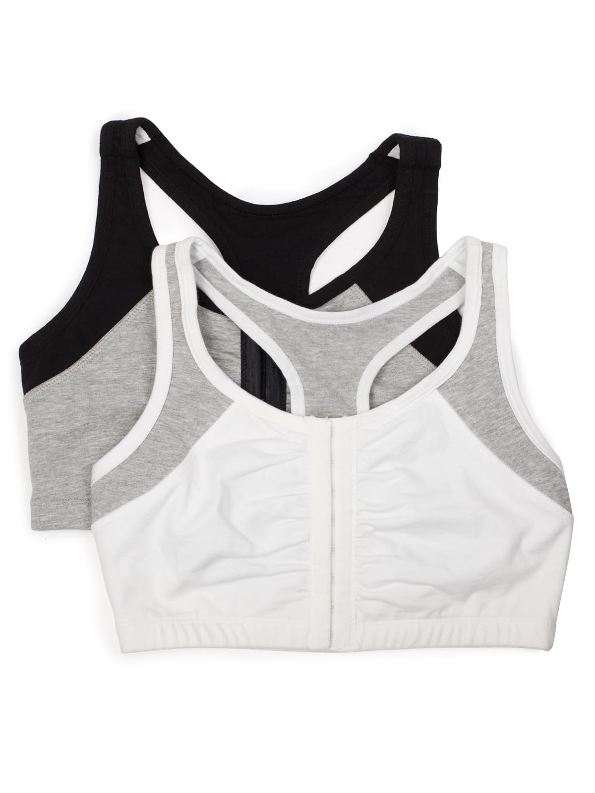 Fruit of the Loom Brasier Deportivo Racerback Paquete de 2 - Blanco con gris - negro con gris - 34