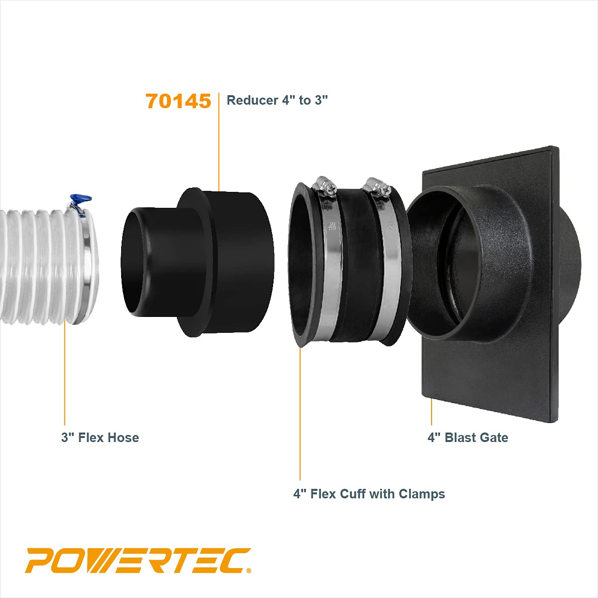 POWERTEC 70145 Reductor de 4 a 3 pulgadas