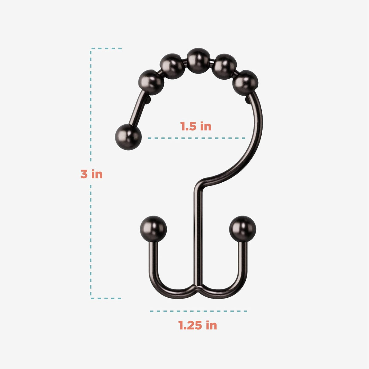 Zenna Home - Anillos de Ducha de Metal de Doble Deslizamiento, Bronce aceitado, Juego de 12 Anillos de Ducha Resistentes al óxido con Deslizamiento Suave para Cortinas de Ducha y Forros
