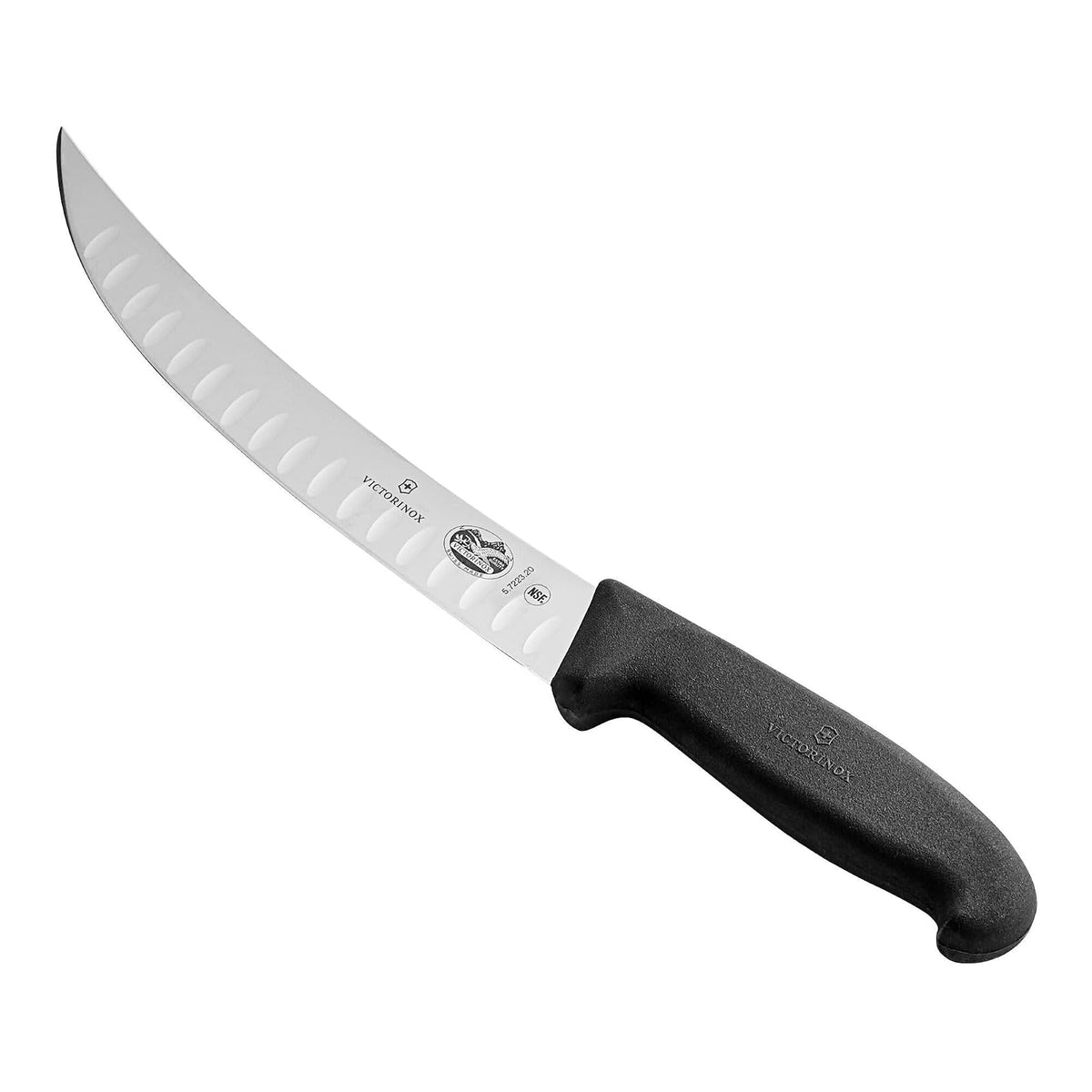 Victorinox Cuchillo para Carnicero Curvo, con Alvéolos, Negro, 20 cm