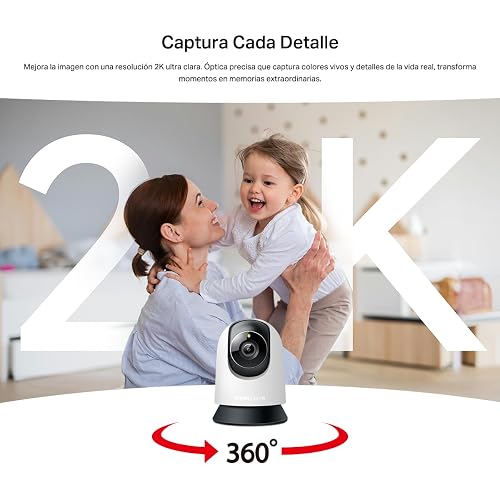 MERCUSYS MC210 Cámara de Seguridad WiFi Interior - Resolución 2K - Cobertura 360° - Visión Nocturna Infrarroja - Detección de Movimiento - Audio Bidireccional - 512GB - App
