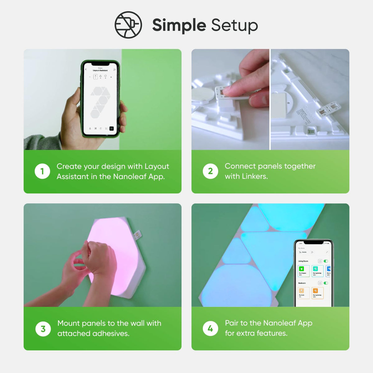 Nanoleaf Shapes - Kit de expansión de iluminación LED inteligente con 3 triángulos