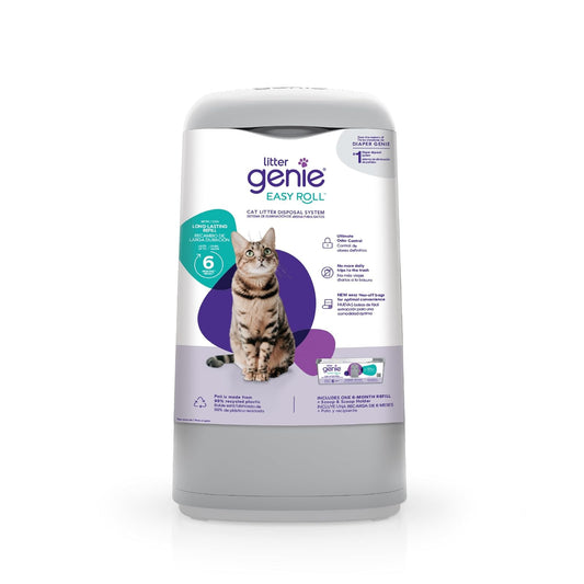 Litter Genie Bote Easy Roll Incluye 1 Recambio de Larga duración Que Puede durar hasta 6 Meses, una Pala y un Soporte para Pala