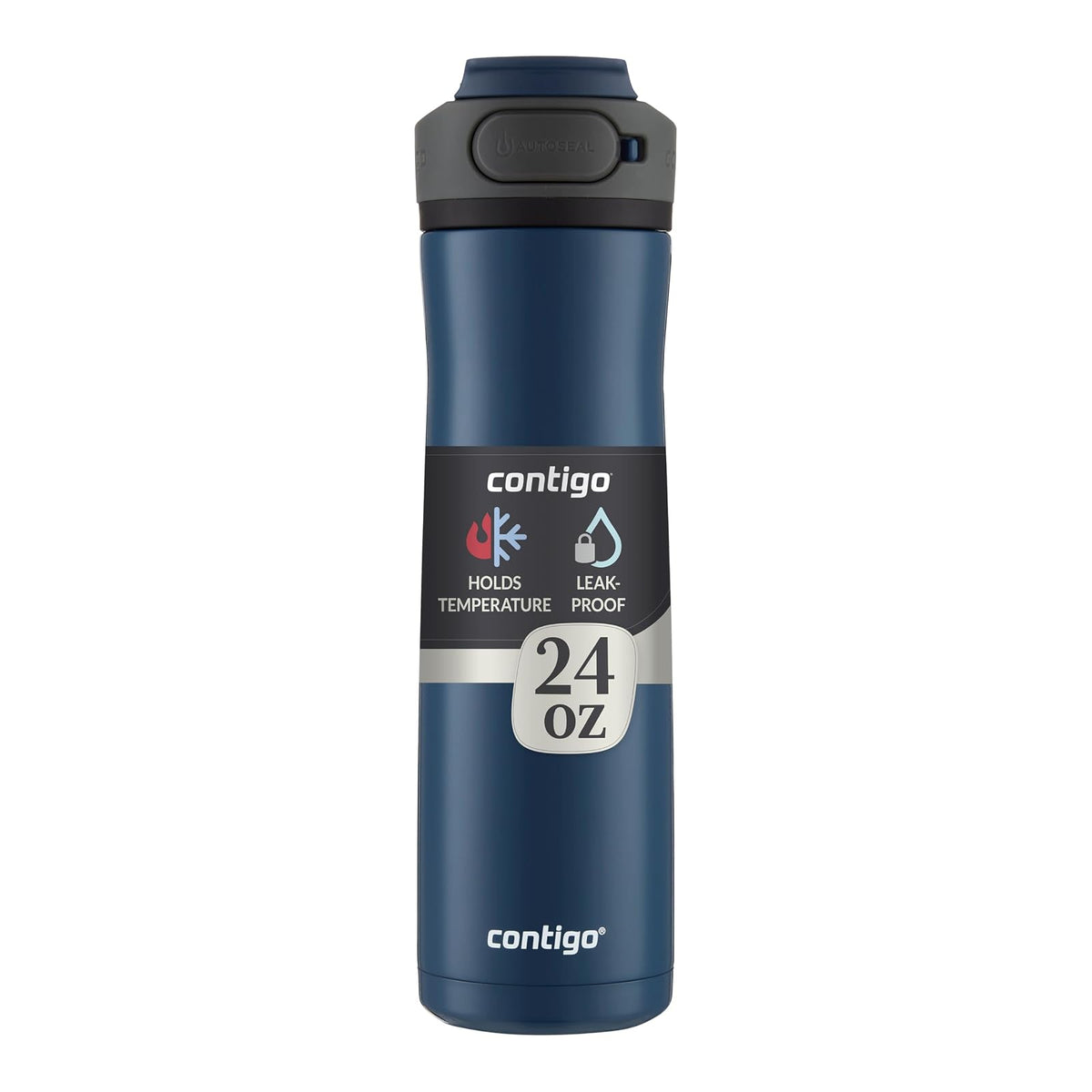Contigo Botella de Agua Acero Inoxidable 710 ML Azul Gloss Antiderrames Cortland Chill 2.0 Boquilla Protegida con Asa