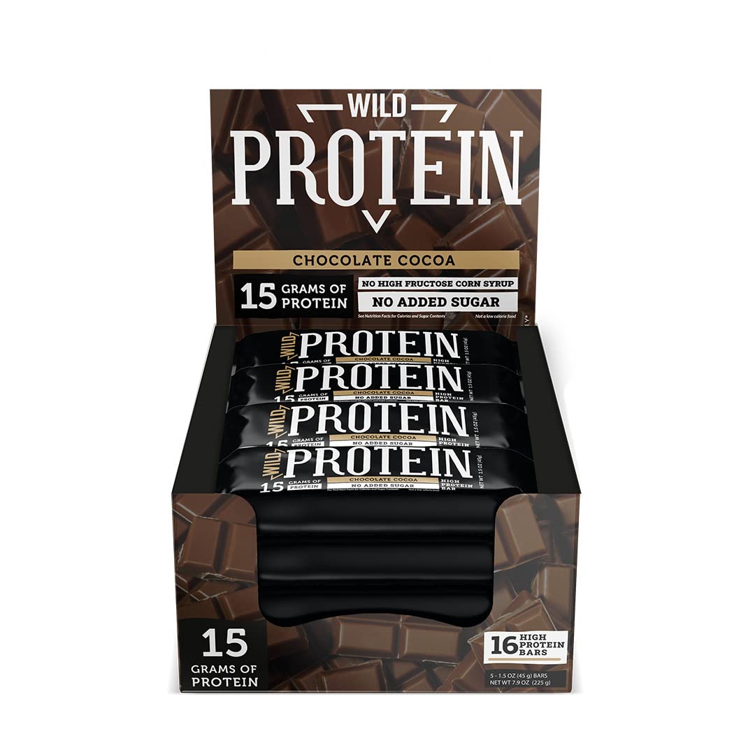 Wild Foods Barras de Proteína, Pack de 16, Varios Sabores - Chocolate - Mediano