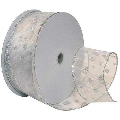 Morex - Cinta de purpurina con diseño de lunares con purpurina, carrete de 2-1/2 pulgadas por 50 yardas, color plateado - 2.5" x 50-Yd - Plateado - plateado