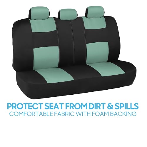 BDK PolyPro Juego Completo de Fundas para Asiento, Banco Dividido Delantero y Trasero, Menta/Negro