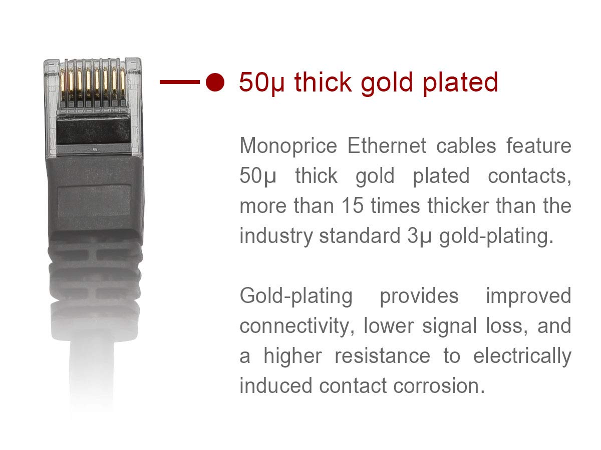 Monoprice Flexboot Cat5e Ethernet Patch Cable - Network Internet Cord - RJ45, Stranded, 350Mhz, UTP, Pure Bare Copper Wire, 24AWG, 50ft, White