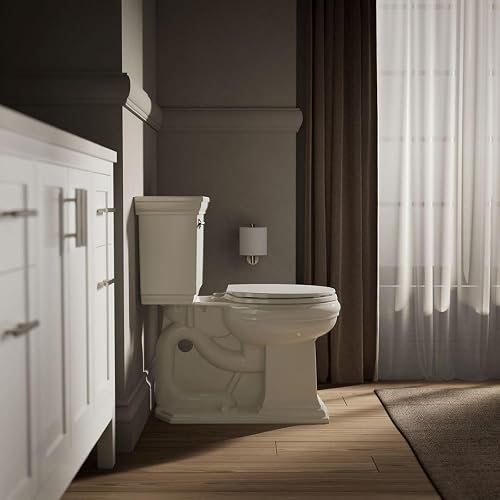 Kohler K-20111-96 Brevia - Asiento de inodoro redondo con parachoques apretado, asiento de cierre silencioso, herrajes de fijación rápida, galleta