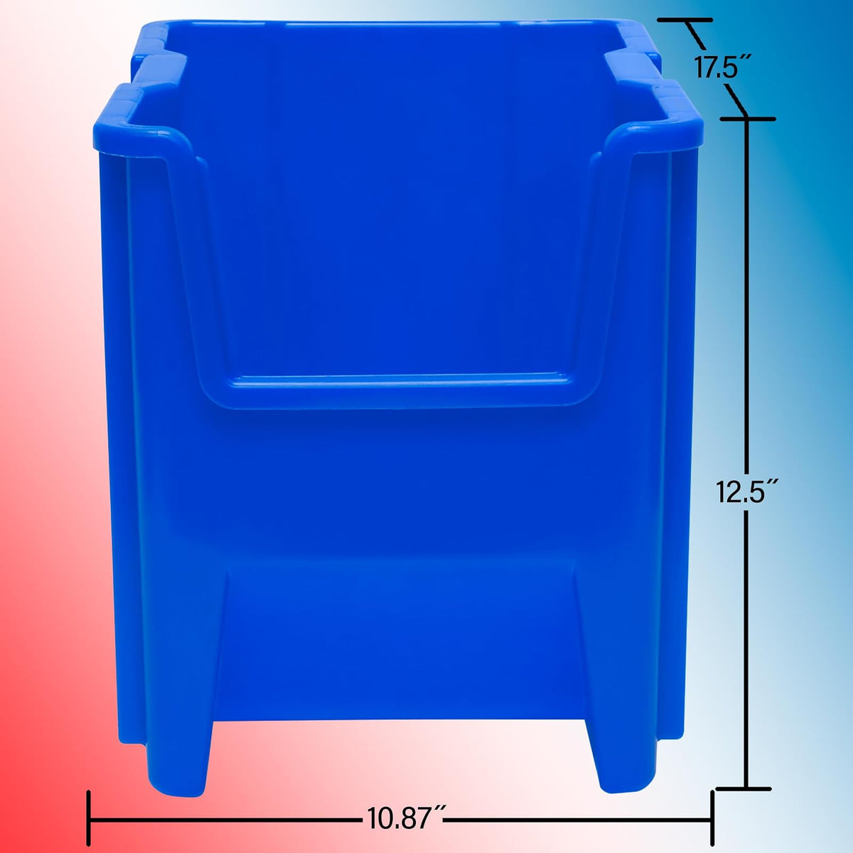 Akro-Mils 13014 Stak-N-Store Stacking Hopper Front Plastic Storage Bin, Blue, Case of 4