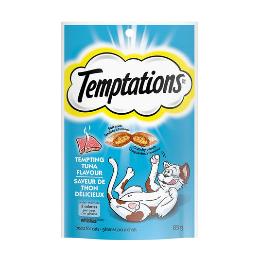 Temptations premios para Gato Sabor Rico Atún, 12 Pack de 85gr c/u– Crujientes por Fuera y Cremosos por Dentro