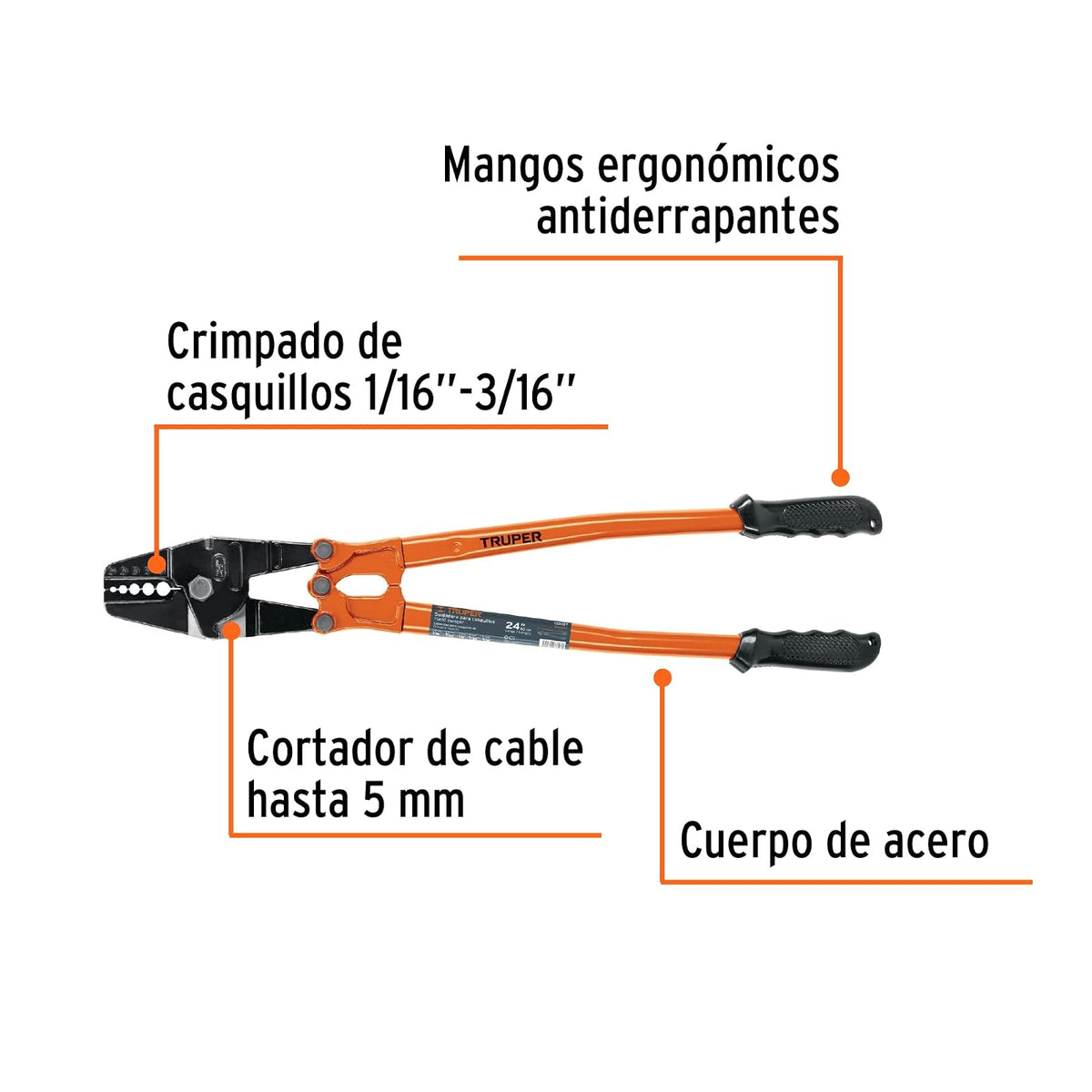 Truper SUCA-24, Suajadora 24" para casquillos con cortador de cable