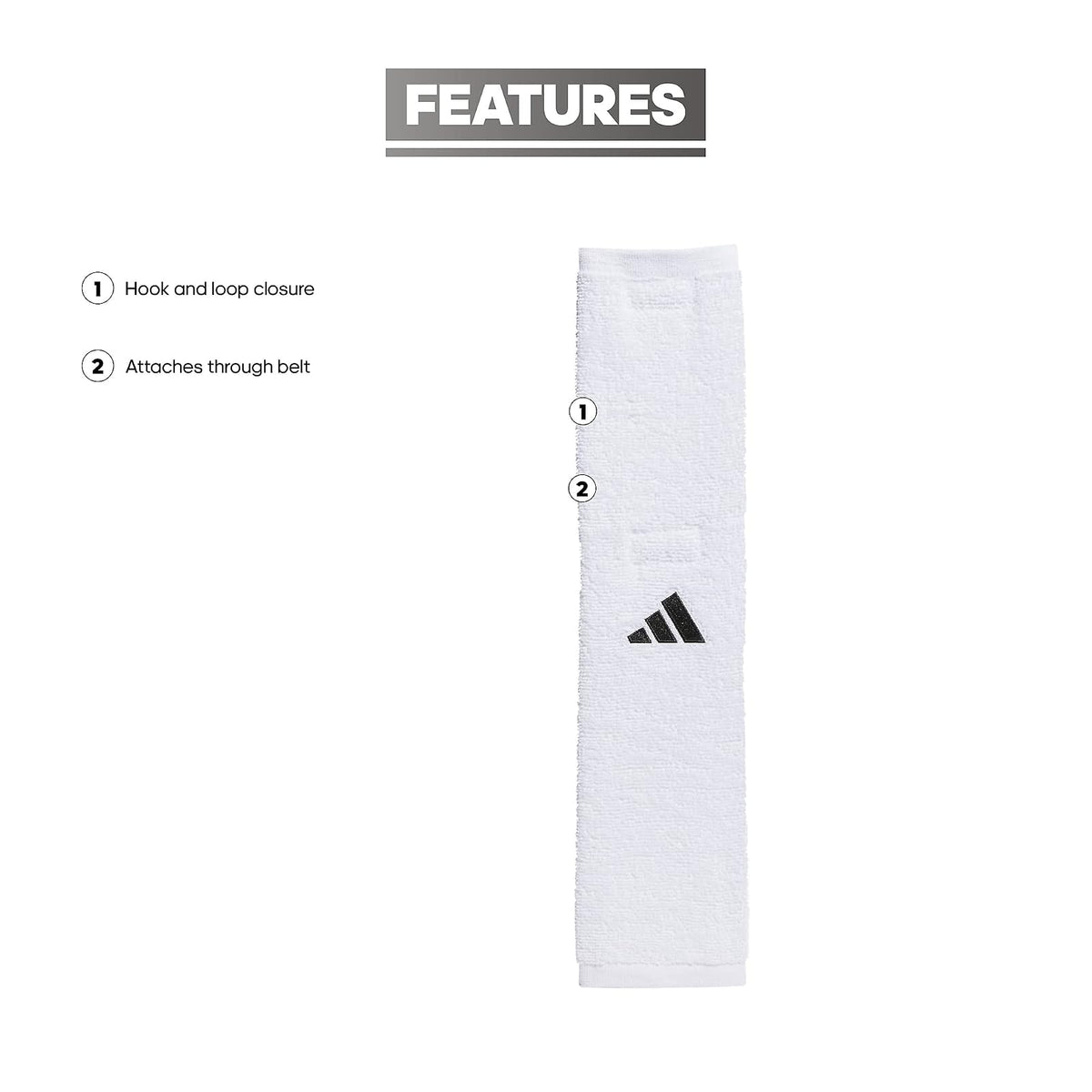 adidas Football Team - Toalla seca las manos, se mantiene en su lugar con cierre de velcro, Blanco/Negro, Talla única
