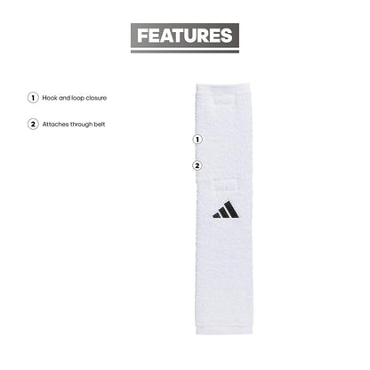 adidas Football Team - Toalla seca las manos, se mantiene en su lugar con cierre de velcro, Blanco/Negro, Talla única