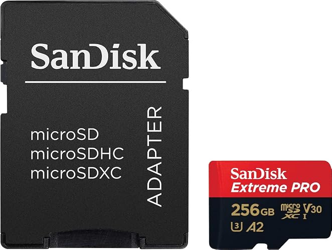 SanDisk Tarjeta microSDXC Extreme Pro de 256 GB + Adaptador SD + RescuePRO Deluxe, hasta 200 MB/s, con Rendimiento de aplicación A2, UHS-I, Clase 10, U3, V30