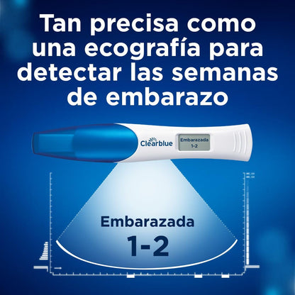 Clearblue - Digital, Prueba de Embarazo, Ultratemprana y con Alta Precisión, 2 Test en 1, Indicador de Semanas de Embarazo, Resultados Claros, con Smart Dual Sensor, 1 Prueba Digital