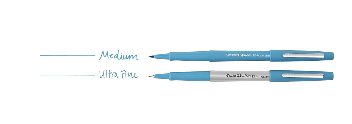 Paper Mate Flair Marcador 1919653 | Paquete de 14, colores variados, punta porosa, guarda punta
