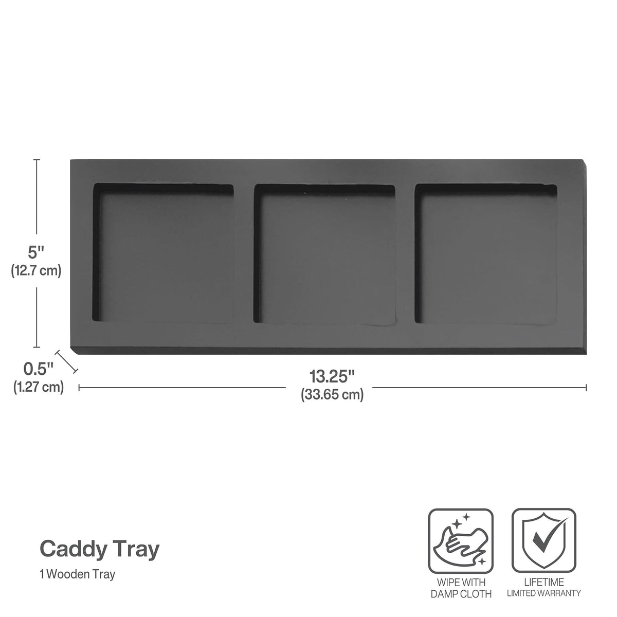 Towle Living 3-Piece Ceramic Caddy with Wood Tray