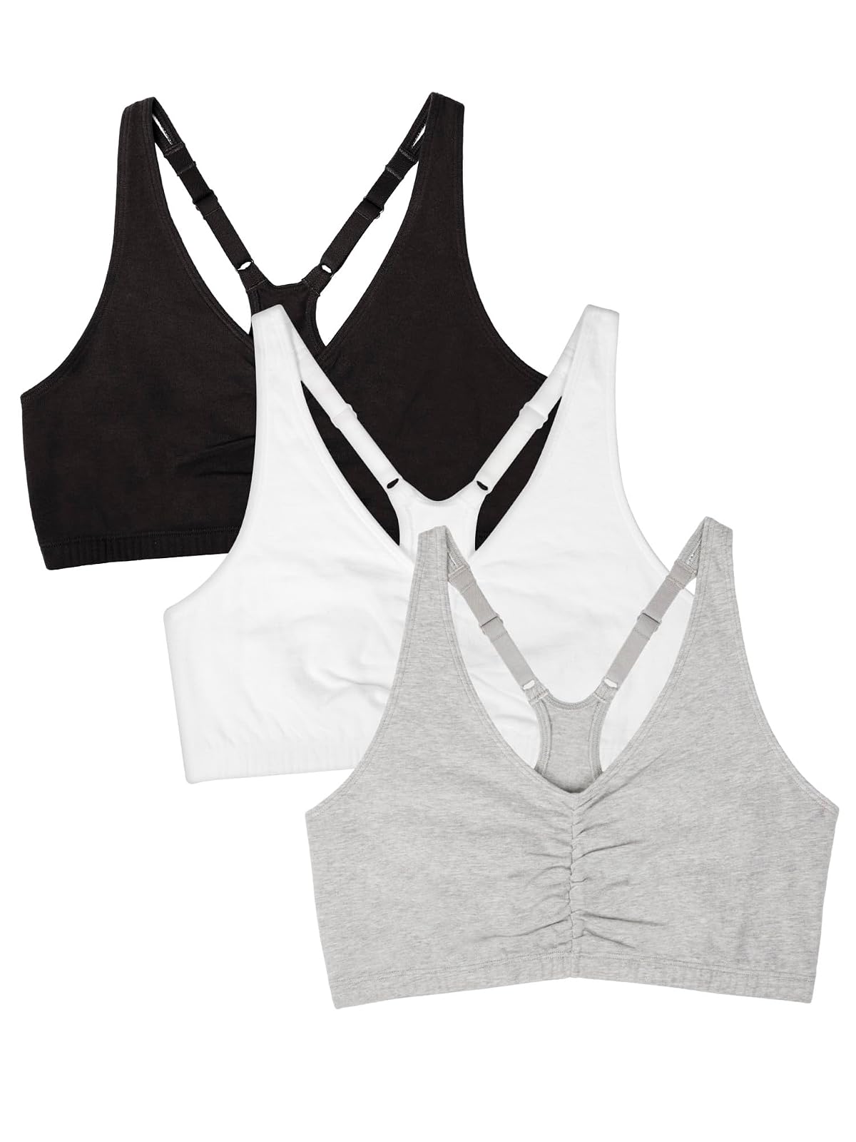 Fruit of the Loom brasier deportivo de espalda cruzada, paquete de 3 - 38 - Negro