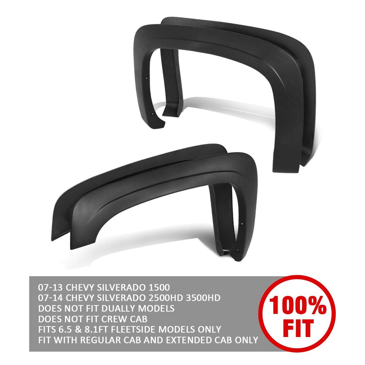 Dna Motoring Guardabarros Estilo OE para Silverado 07-13, Negro, IF-10018-MBK