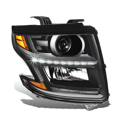 DNA Motoring Faro Delantero Derecho para Chevrolet Tahoe/Suburban 2015-2020, Negro/Ámbar, OEM-HL-0053-R