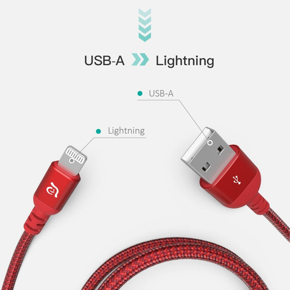 Adam Elements PeAk III 120B USB-A to Lightning Cable 1.2m - Red
