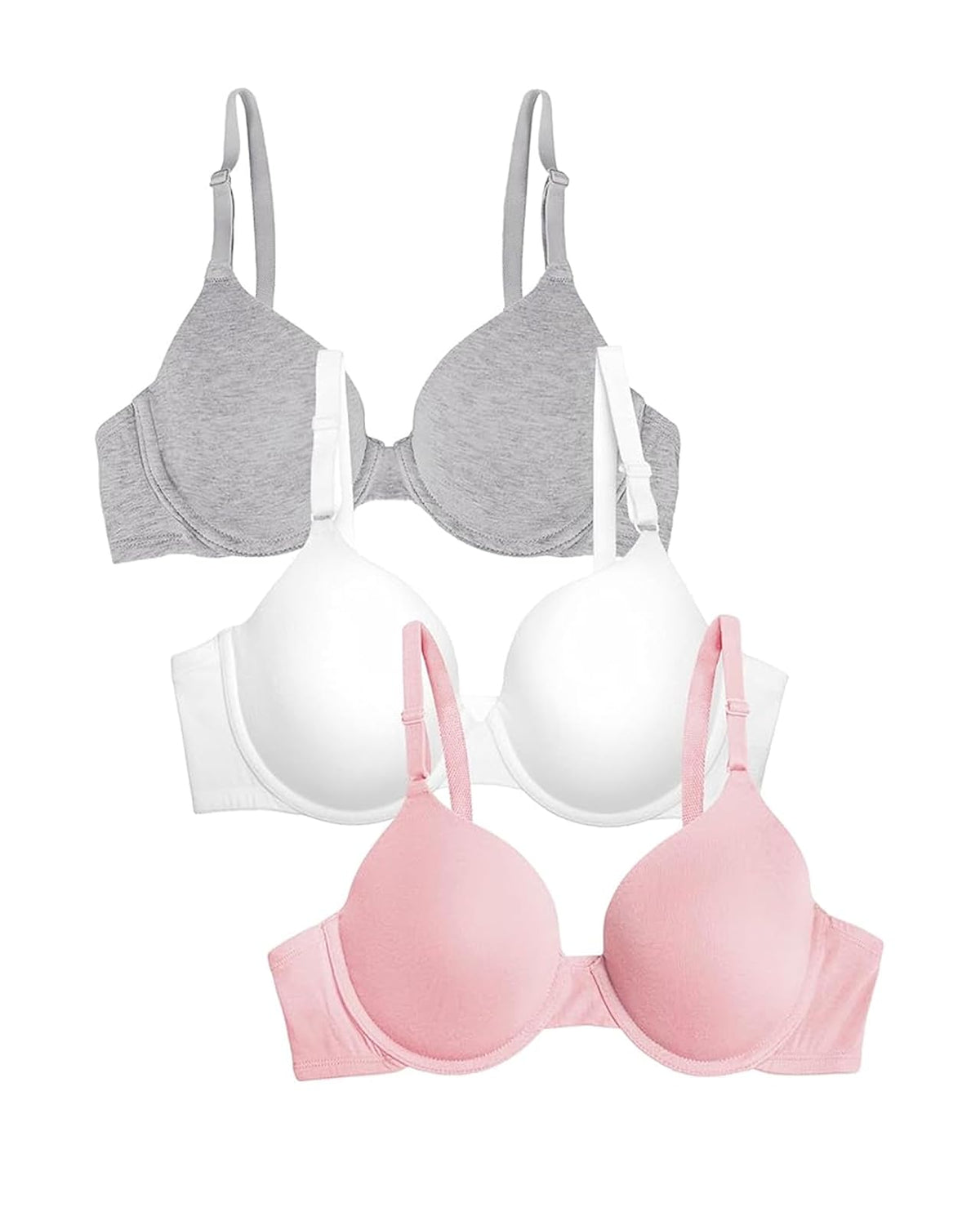 Fruit of the Loom Brasier de Algodón con Varilla para Mujer - Rose - Blanco - Gris Jaspeado - 34C