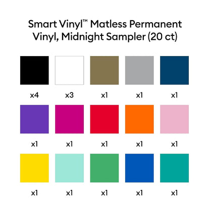 Cricut Smart Vinyl Vinilo Permanente Mate, Multicolor, 13 x 12 Pulgadas (20 Piezas)