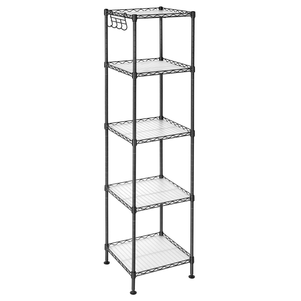 SONGMICS Estantería de Baño de Metal, Carga 20 kg por Nivel - Negro - 5 Niveles