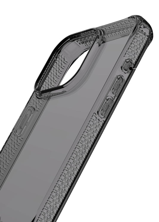 ItSkins Spectrum R Clear Funda Compatible con iPhone 15 Pro, Protección Caídas 3m, Bordes Elevados, Tecnología Antimicrobiana - Humo