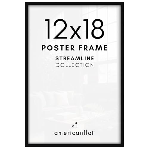 Americanflat Marco de fotos fino de 12 x 18 pulgadas en negro con plexiglás pulido, formatos horizontales y verticales para pared