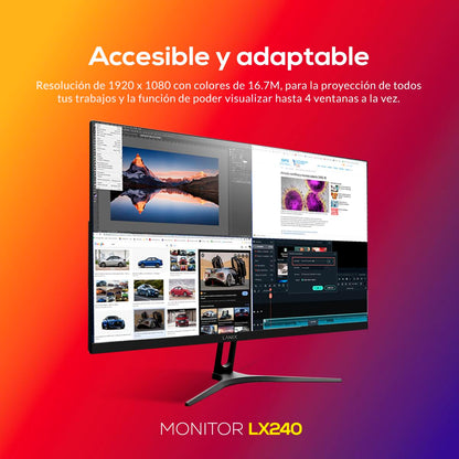 Lanix LX240 Monitor, 23.8 Pulgadas, 1920x1080 Full HD, Panel VA, HDMI, VESA, LED