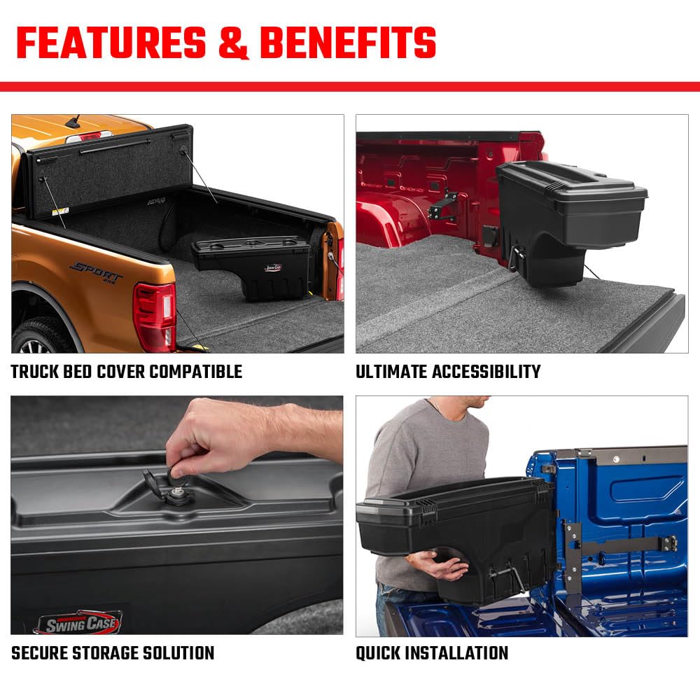 UnderCover SC104P SwingCase Caja Almacenamiento Cama Camioneta Lado Pasajero Negro para Chevy/GMC Silverado/Sierra 1500 19-23