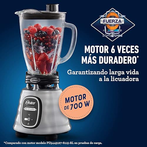 Licuadora clásica Oster reversible cromada vaso de vidrio BLSTBESTE013
