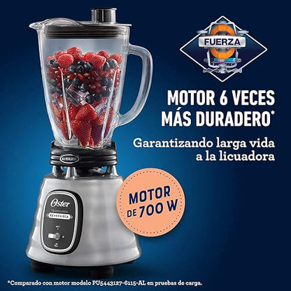 Licuadora clásica Oster reversible cromada vaso de vidrio BLSTBESTE013