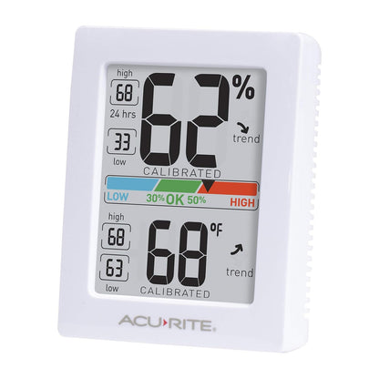 AcuRite Pro - Medidor de Humedad y termómetro con luz de Fondo activada al Tacto, Color Blanco