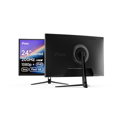 PIXIO PXC248 Wave 24 Inch 200Hz Refresh Rate FHD 1080p Resolution 1500R Curve Fast VA Panel 1ms GTG Response Time Adaptive Sync HDR Curved Gaming Monitor