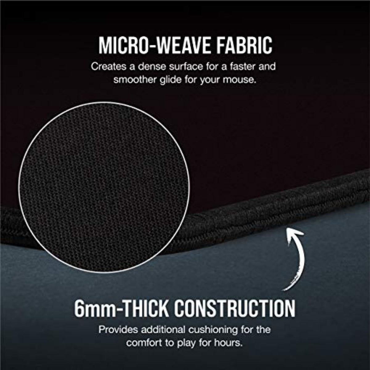 Corsair MM350 Pro Alfombrilla Tela a Prueba de Derrames para Juegos, Superficie 93 cm x 40 cm, Microtejido, Goma Afelpada Gruesa 4 mm, Base Goma Texturizada Antideslizante, Extendido XL – Negro