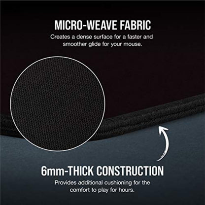Corsair MM350 Pro Alfombrilla Tela a Prueba de Derrames para Juegos, Superficie 93 cm x 40 cm, Microtejido, Goma Afelpada Gruesa 4 mm, Base Goma Texturizada Antideslizante, Extendido XL – Negro