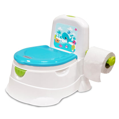 PRINSEL | Nica Entrenadora | Bañito Entrenador para Bebé | Trend - Unisex | Blanco/Azul | De 18 a 36 Meses, Con Portarollo | Artículos para Bebés