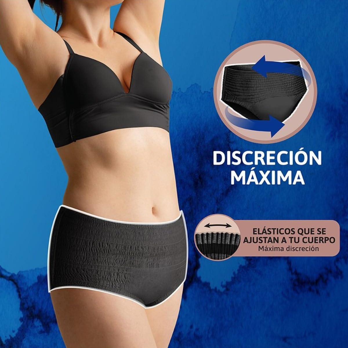 TENA Pants Discret Negro Talla M, Ropa interior desechable, 13 piezas