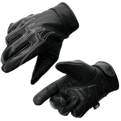 Milwaukee Leather SH820 - Guantes de mano de cruising de piel negra con palma de gel para hombre, talla M