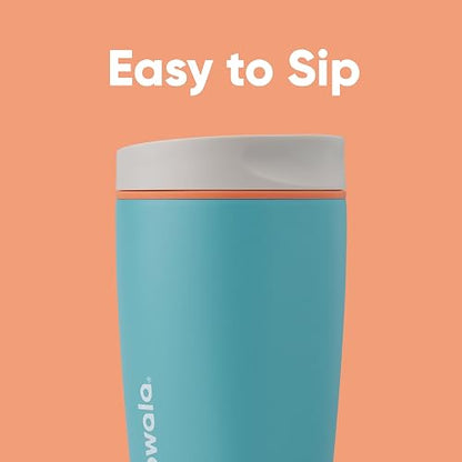 Owala SmoothSip Slider Insulated Stainless Steel Coffee Tumbler, Reusable Iced Coffee Cup, Hot Coffee Travel Mug, BPA Free, 20 oz, Beachy Breeze