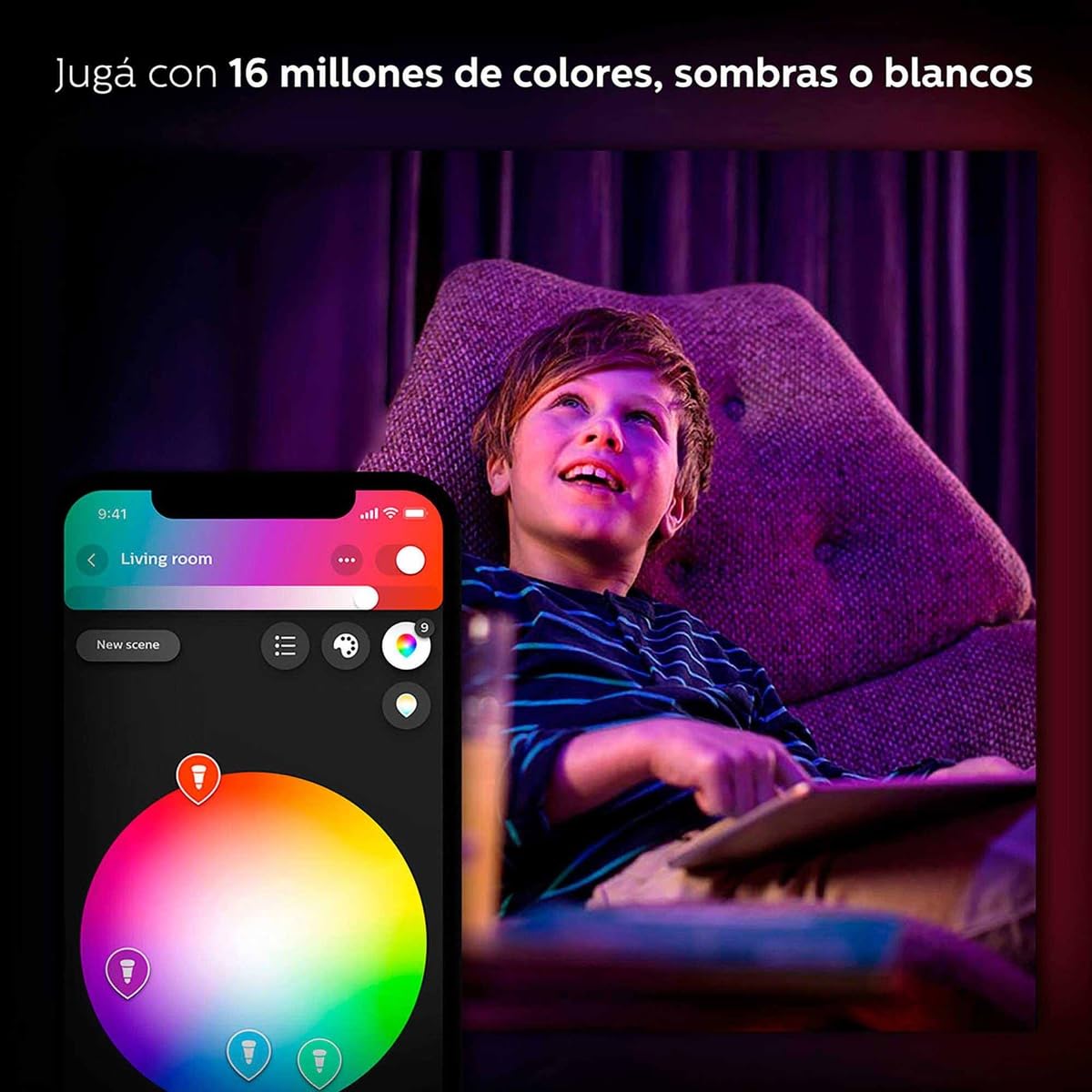 Philips Hue 4 Empotrados Inteligentes -Luz Multicolor