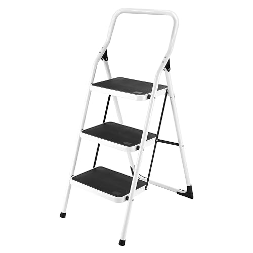 Surtek ETT3 Escalera Tubular Plegable Tipo Taburete de Acero de 3 escalones