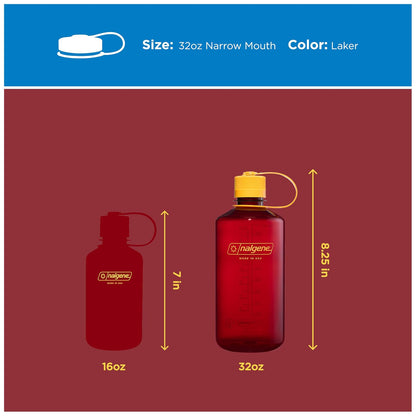 Nalgene Sustain Tritan - Botella de Agua sin BPA Hecha con Material derivado de 50% residuos de plástico, 32 onzas, Boca Estrecha