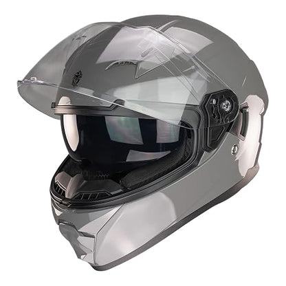 KOV Casco Beta Gris Brillante Integral para Moto Certificado Dot