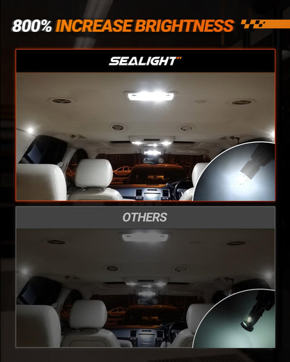SEALIGHT 194 Bombillas LED 6000K Blanco T10 W5W 3030 Chips Luz Cúpula Mapa Placa Pack 10