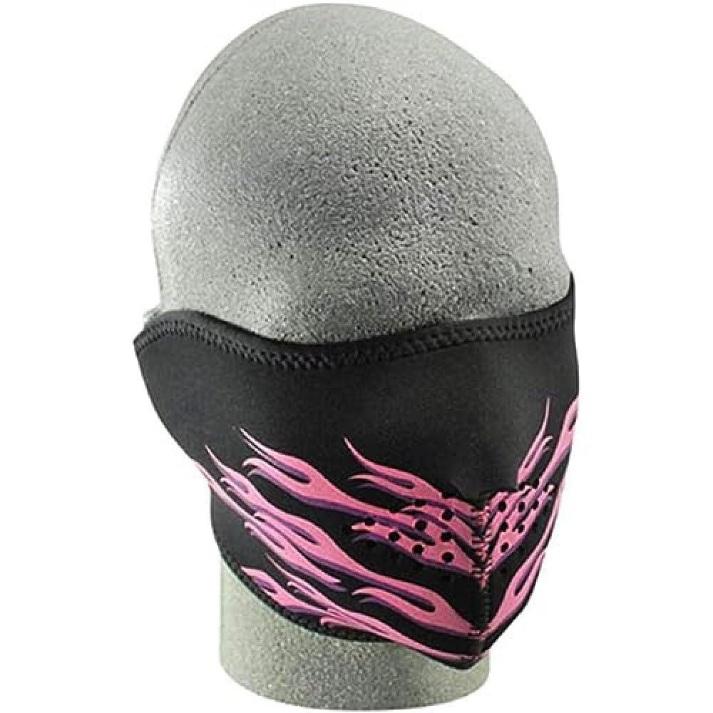 Zanheadgear - Máscara Facial de Neopreno para Mujer, con Estampado, Antifaz, Llamas Rosas, Una Talla